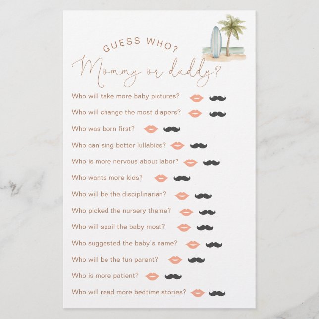 Jogo "Adivinha Quem" do Chá de fraldas "Adivinha Q (Frente)