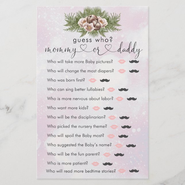 Jogo "Adivinha Quem" do Chá de fraldas de inverno  (Frente)