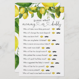 Jogo "Adivinha Quem" do Chá de fraldas Lemon