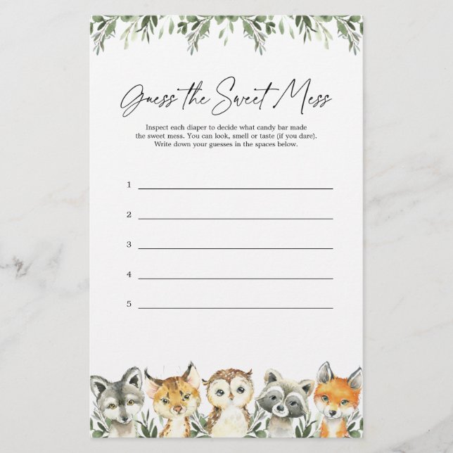 Jogo Adivinhe a Doce Bagunça no Chá de Bebê Flores (Frente)