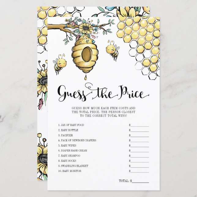 Jogo Adivinhe o Preço do Mel Floral da Colmeia de  (Frente/Verso)