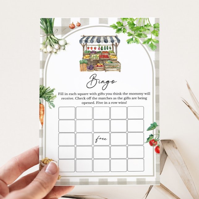 Jogo Baby Bingo, Cultivado Localmente (Farmers Market Baby Shower Bingo Game)