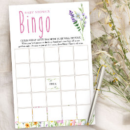 Jogo Bingo Chá de fraldas de Flores Selvagens