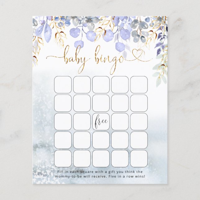 Jogo Bingo do chá de fraldas do Elefante de invern (Frente)