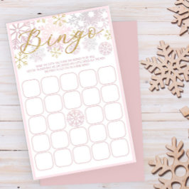 Jogo Bingo do Chá de fraldas do Floco de Neve Rosa