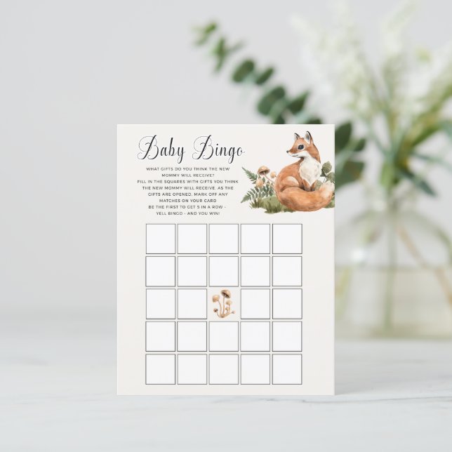 Jogo Bingo do Chá de fraldas Woodland (Em pé/Frente)