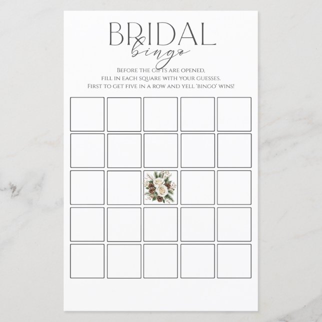 Jogo Bingo do Chá de panela de inverno (Frente)