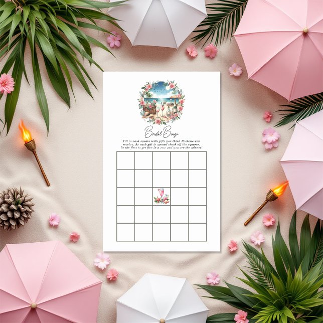 Jogo Bingo do Chá de panela Picnic de Praia (Beach Picnic Bridal Shower Bingo Game)