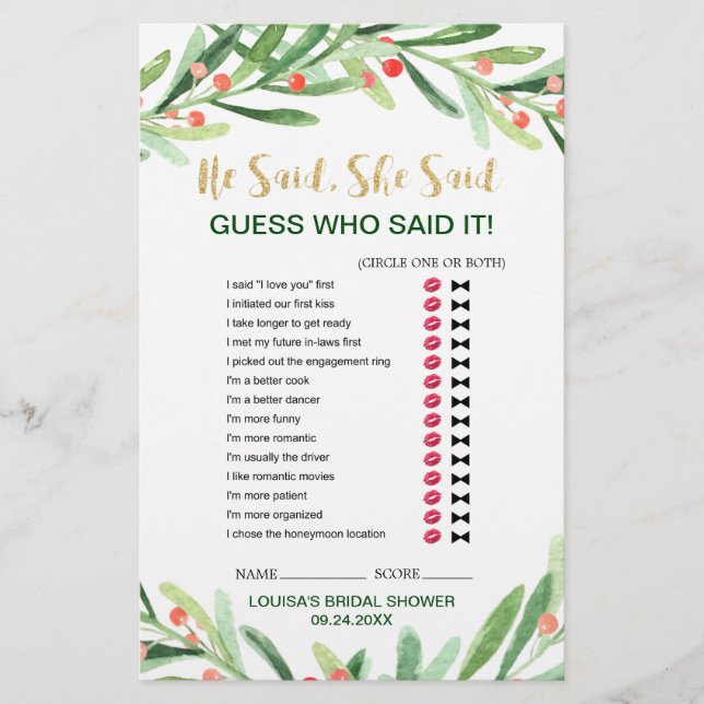 Jogo "Busca de Palavras de Casamento" de Holly de  (Frente)