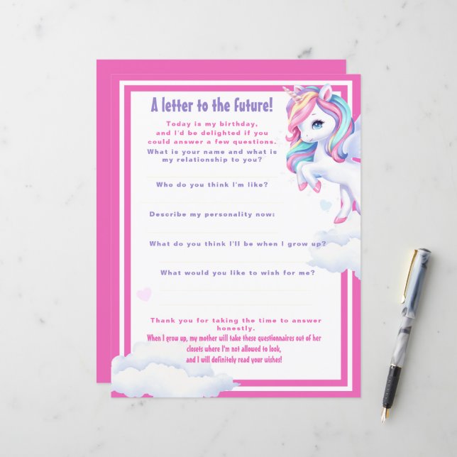 Jogo "Carta para o Futuro" para um aniversário mág (Frente/Verso In Situ)