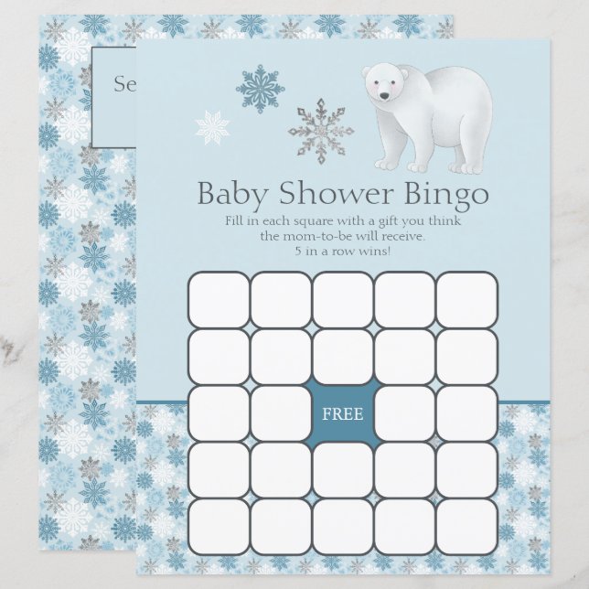 Jogo Chá de fraldas do Urso Polar Floco de Neve Az (Frente/Verso)