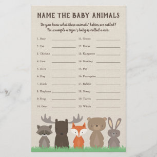 Jogo conhecido animal do bebê do chá de fraldas