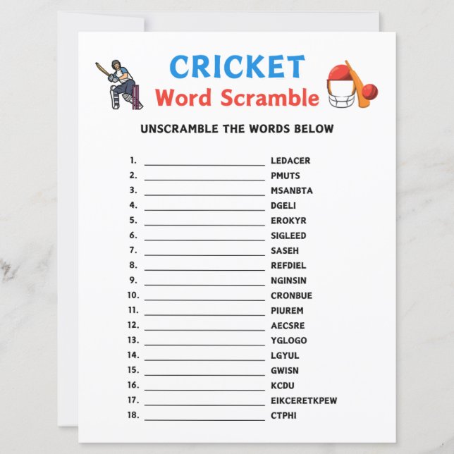 Jogo Cricket Word Scramble (Frente)