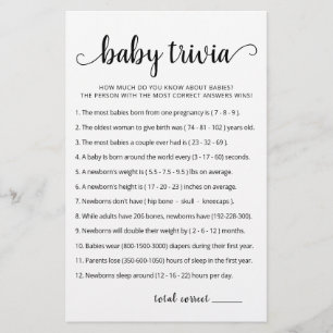 Jogo da Baby Trivia com Chá de fraldas de Respost