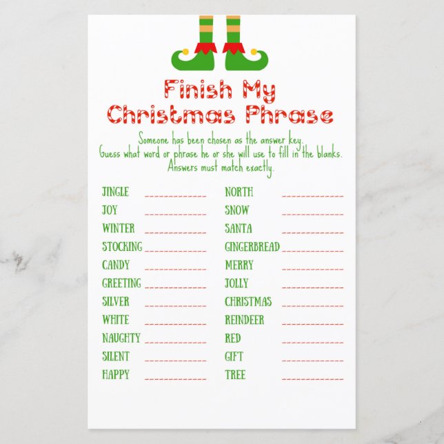 Jogo da Festa de Natal da Família Imprimido (Frente)