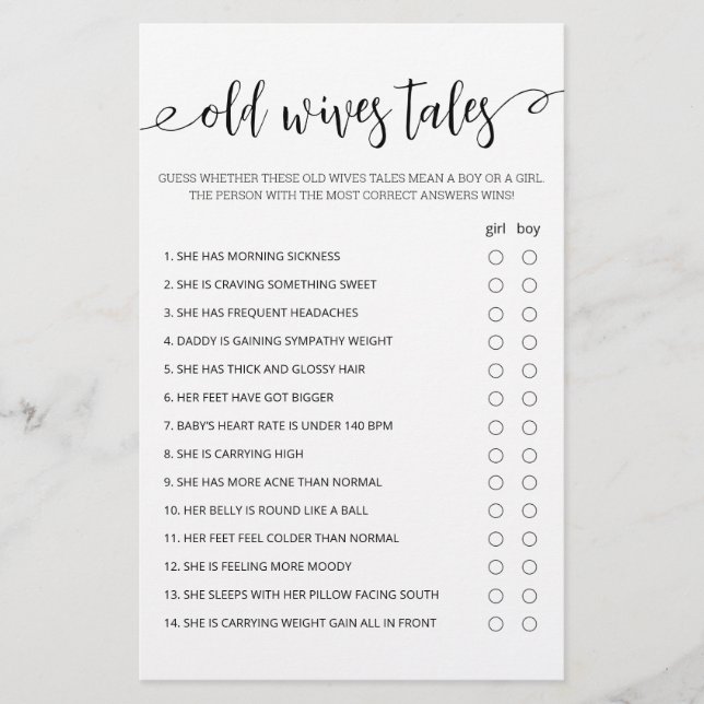 Jogo da festa do Chá de fraldas de Jogo das Esposa (Frente)