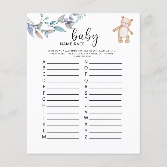 Jogo da raça do nome do bebê (Frente)