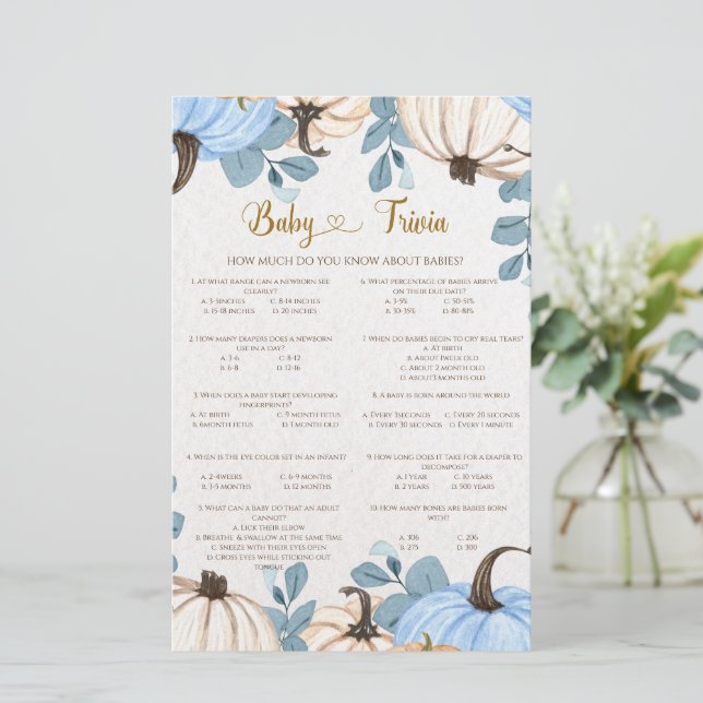 Jogo da trivialidade do bebê de abóbora (Em pé/Frente)