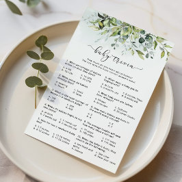 Jogo da Watercolor eucalyptus baby trivia