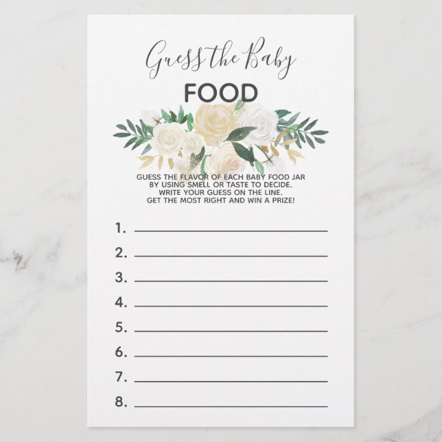 Jogo das flores do chá de fraldas - Adivinha a Com (Frente)