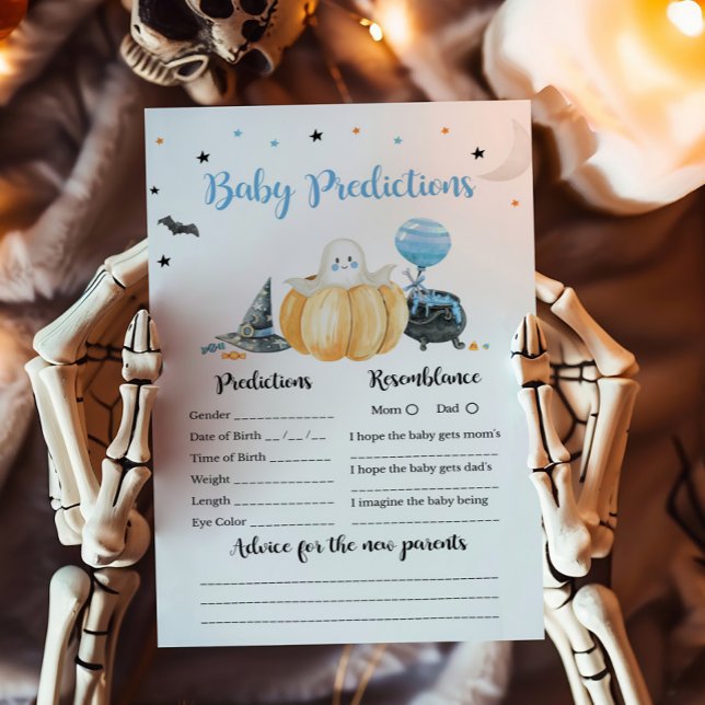 Jogo das Predicações do Bebê da Abóbora Azul (Pumpkin Halloween Baby Shower Baby Predictions Game)