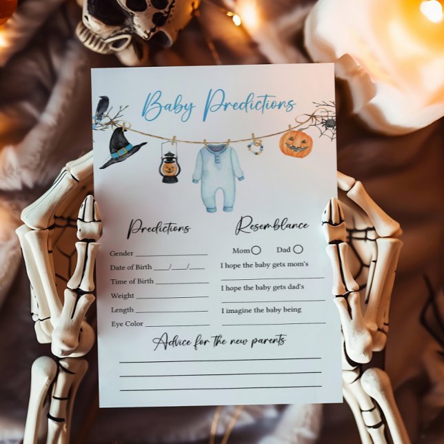 Jogo das Predicações do Bebê do Halloween do Blue  (Halloween Baby Clothes Baby Shower Baby Predictions Game)