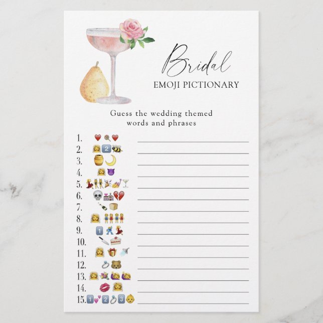Jogo de adivinhação com emojis de Prosecco Rosa pa (Frente)
