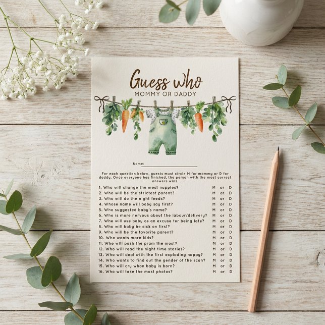 Jogo de adivinhação de bebê Localmente Cultivado p (Criador carregado)