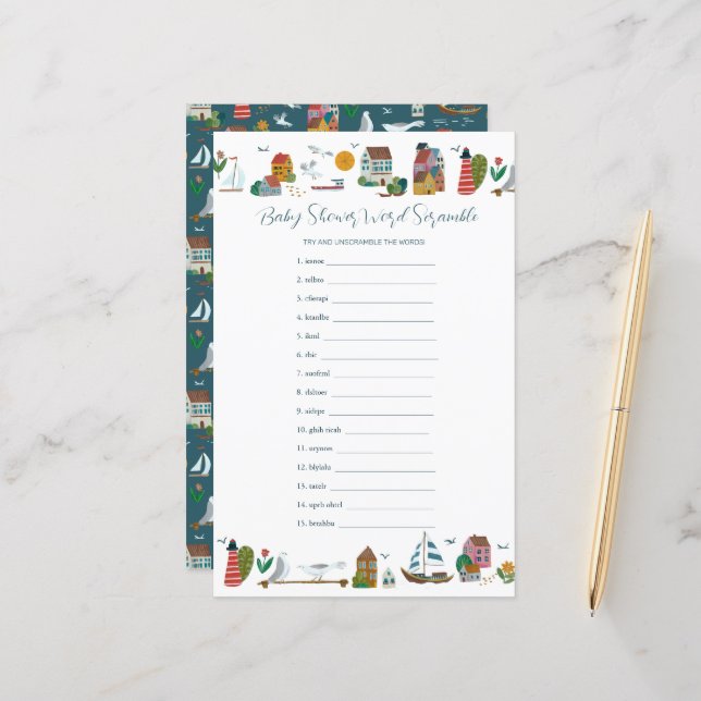 Jogo de adivinhação de palavras náuticas costeiras (Frente/Verso In Situ)