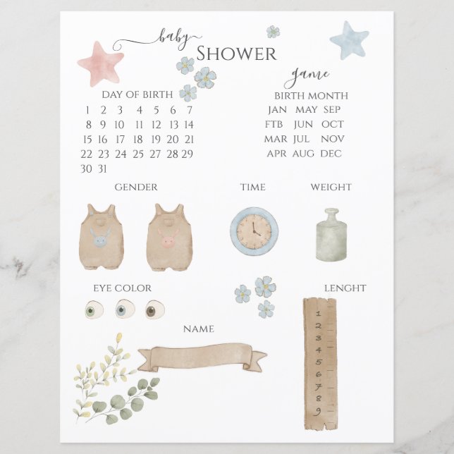 Jogo de Adivinhação do chá de fraldas (Frente)