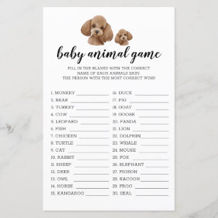 Jogo de Animais Bebês Poodle Toy Marrom Aquarela