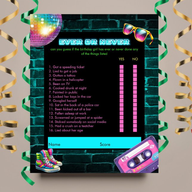 Jogo de aniversário Neon Disco nos anos 90 ou Nunc (Criador carregado)