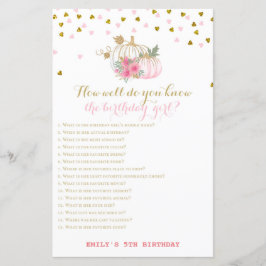 Jogo de Aniversário Rosa e Dourado, Abóbora