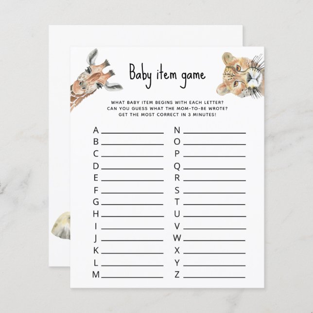 Jogo de artigos para bebês - chá de fraldas de ani (Frente/Verso)