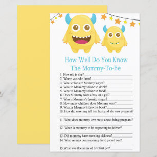 Jogo de baby shower Monstro, quão bem você conhece