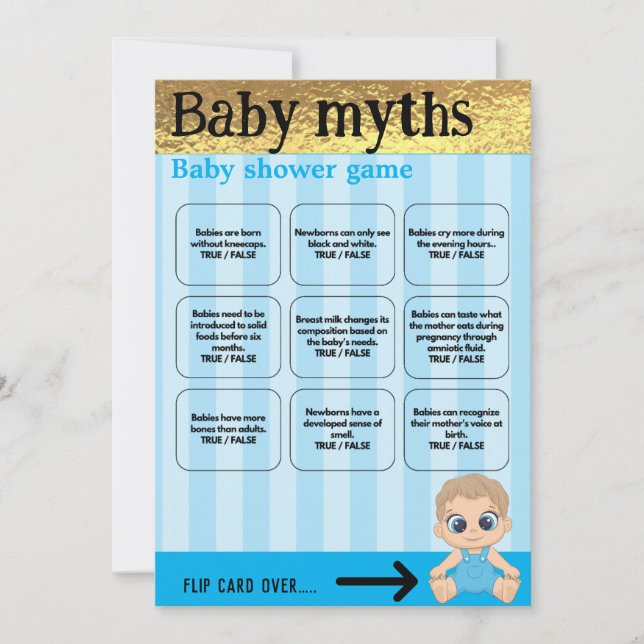 Jogo de Babyshower Menino Azul e Dourado (Frente)