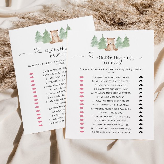 Jogo de bebê mamãe ou papai urso da floresta (Criador carregado)