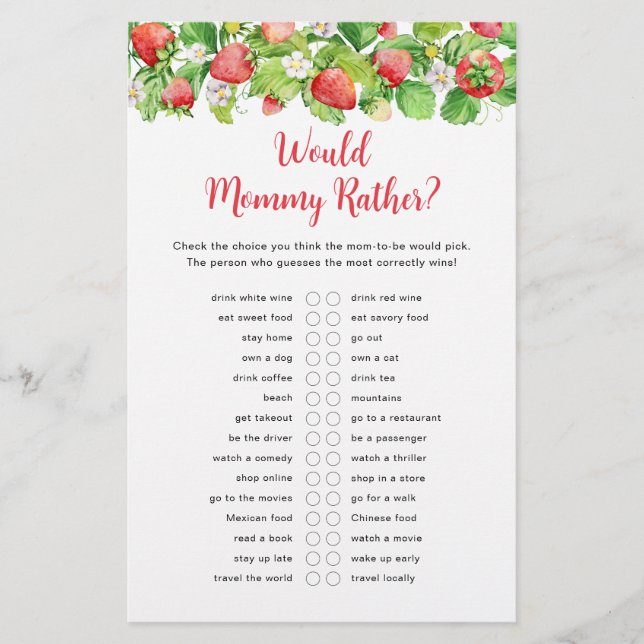 Jogo de Bebê Strawberry Would Mommy Rather (Frente)