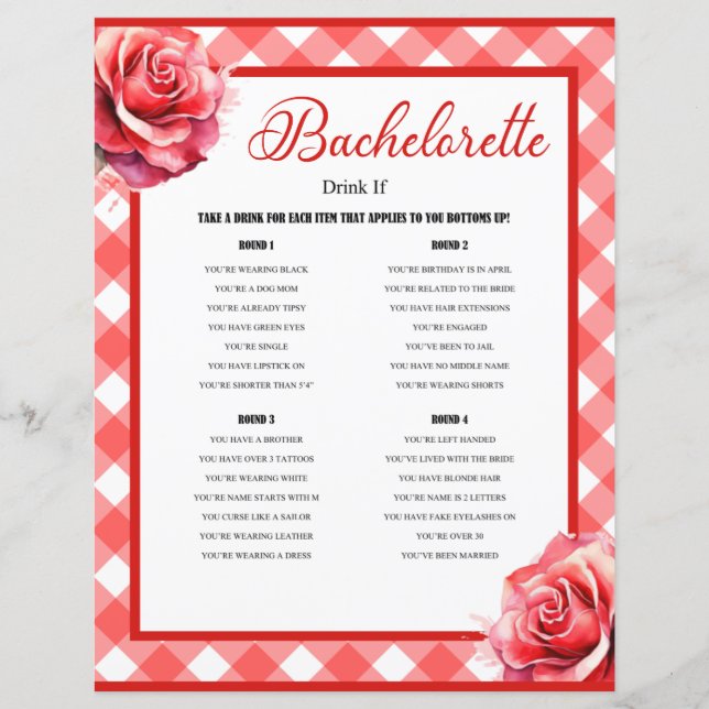 Jogo de Bebendo Pinup Rosa Bachelorette (Frente)