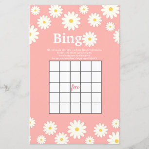 Jogo de Bingo Aquarela de Margarida Rosa e Branca