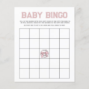 Jogo de Bingo Bebê Beisebol Pink Batter Up