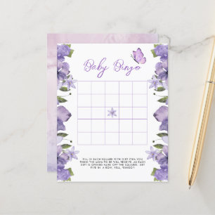 Jogo de Bingo Bebê Flor Silvestre Borboletas Roxas