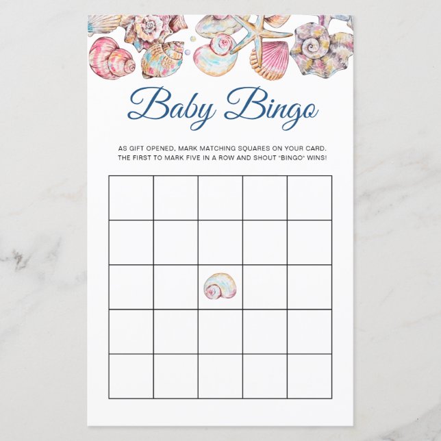 Jogo de Bingo de Bebê Costeiro Concha (Frente)
