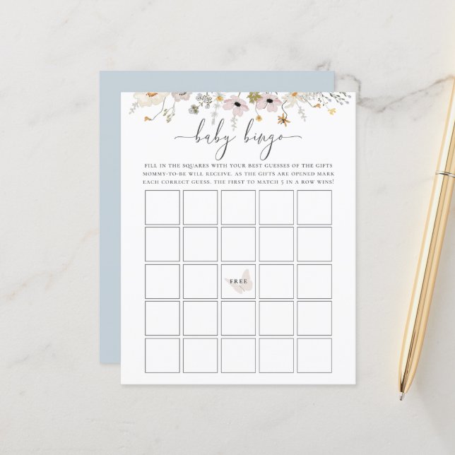 Jogo de Bingo de Bebê de Flor Selvagem (Frente/Verso In Situ)