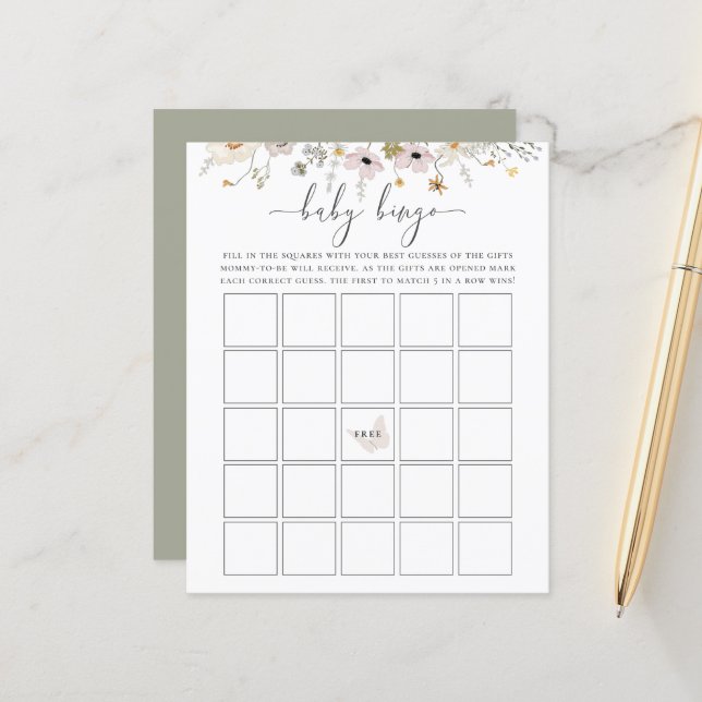 Jogo de Bingo de Bebê de Flor Selvagem (Frente/Verso In Situ)