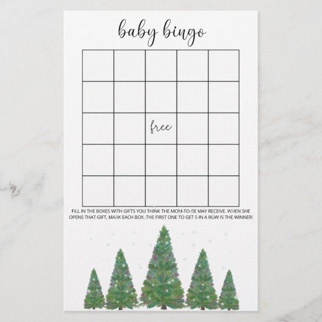 Jogo de bingo de bebê de inverno perene (Frente)