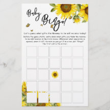 Jogo de Bingo de Bebê Girassóis em Aquarela e Borb