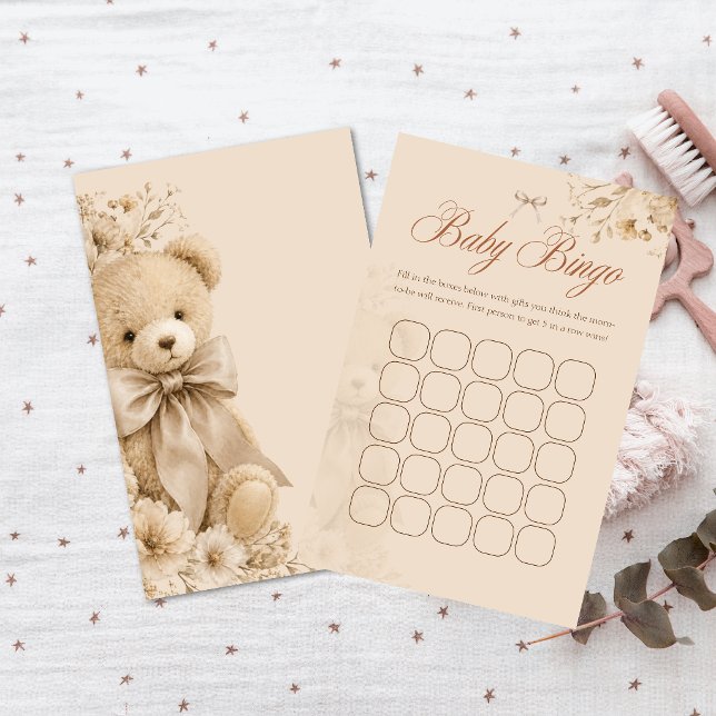 Jogo de Bingo de Bebê Urso de Pelúcia Bege Elegant (Criador carregado)