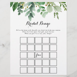 Jogo de Bingo de Bridal do Eucalipto Verde