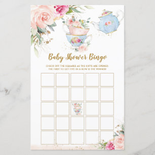 Jogo de Bingo de Chá de Bebê Vintage Floral Tea Pa